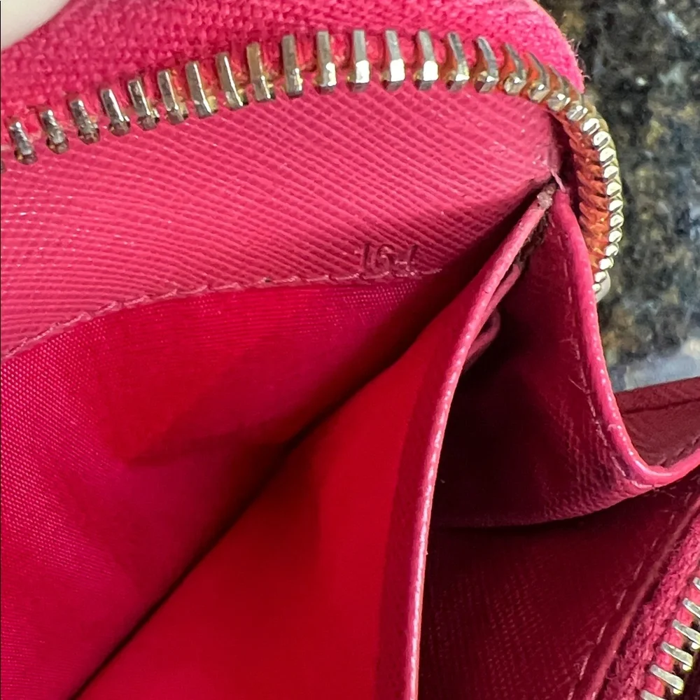 Prada Saffiano Bow Leather Zip Wallet
